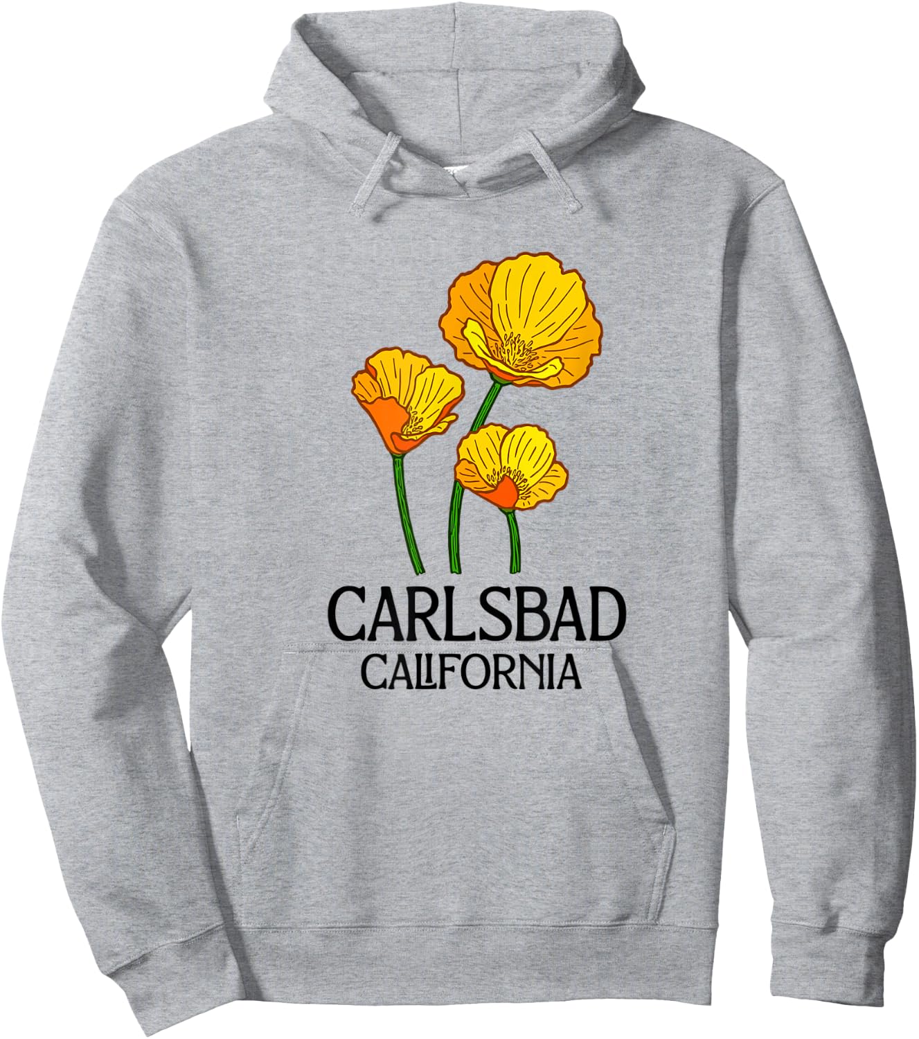 Carlsbad California CA Poppy Flower State City Vintage Hoodie - Hoodie | Ash