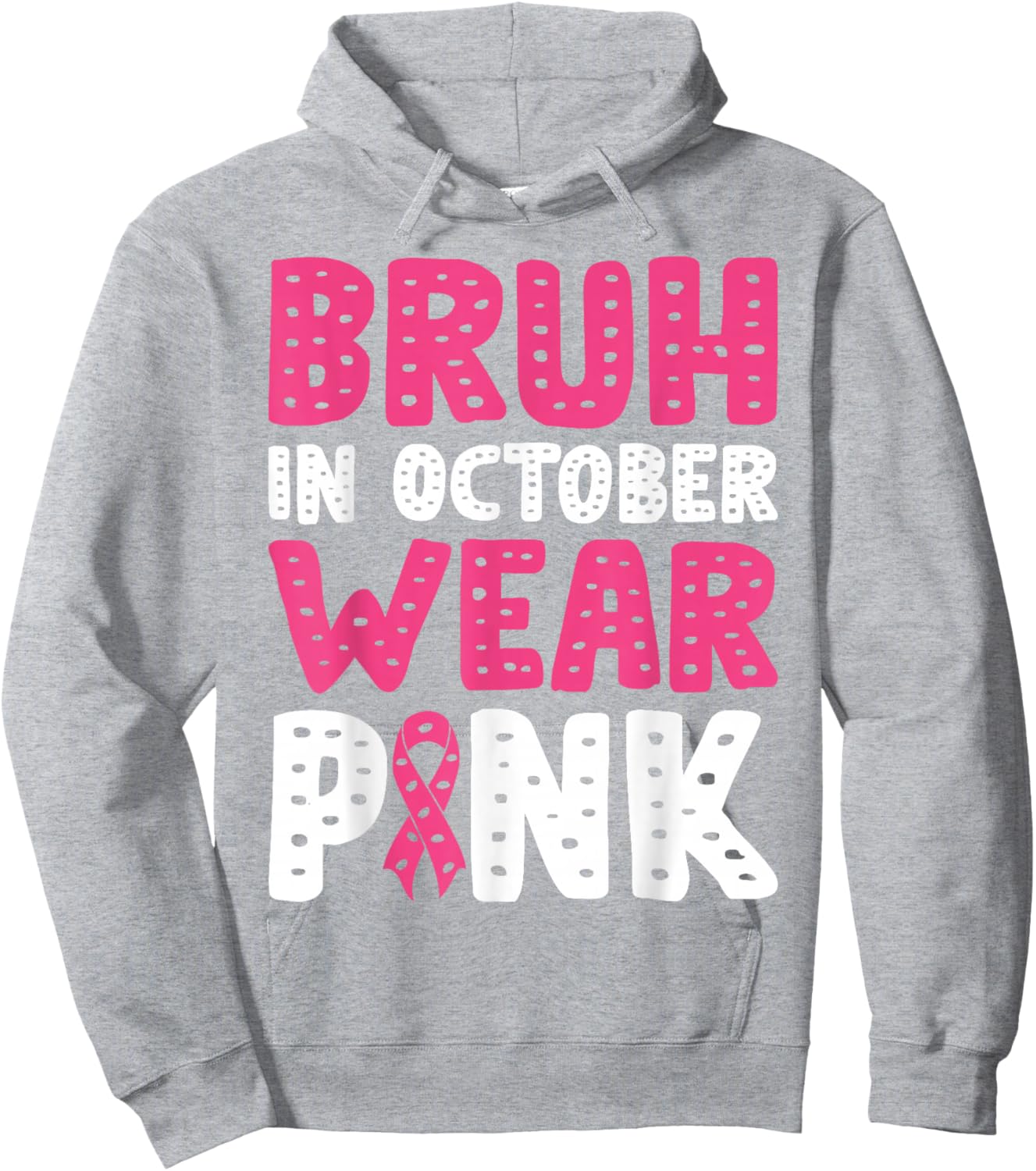 Breast Cancer Shirts for Kids Boys Bruh In October Wear Pink Hoodie - Hoodie | Ash