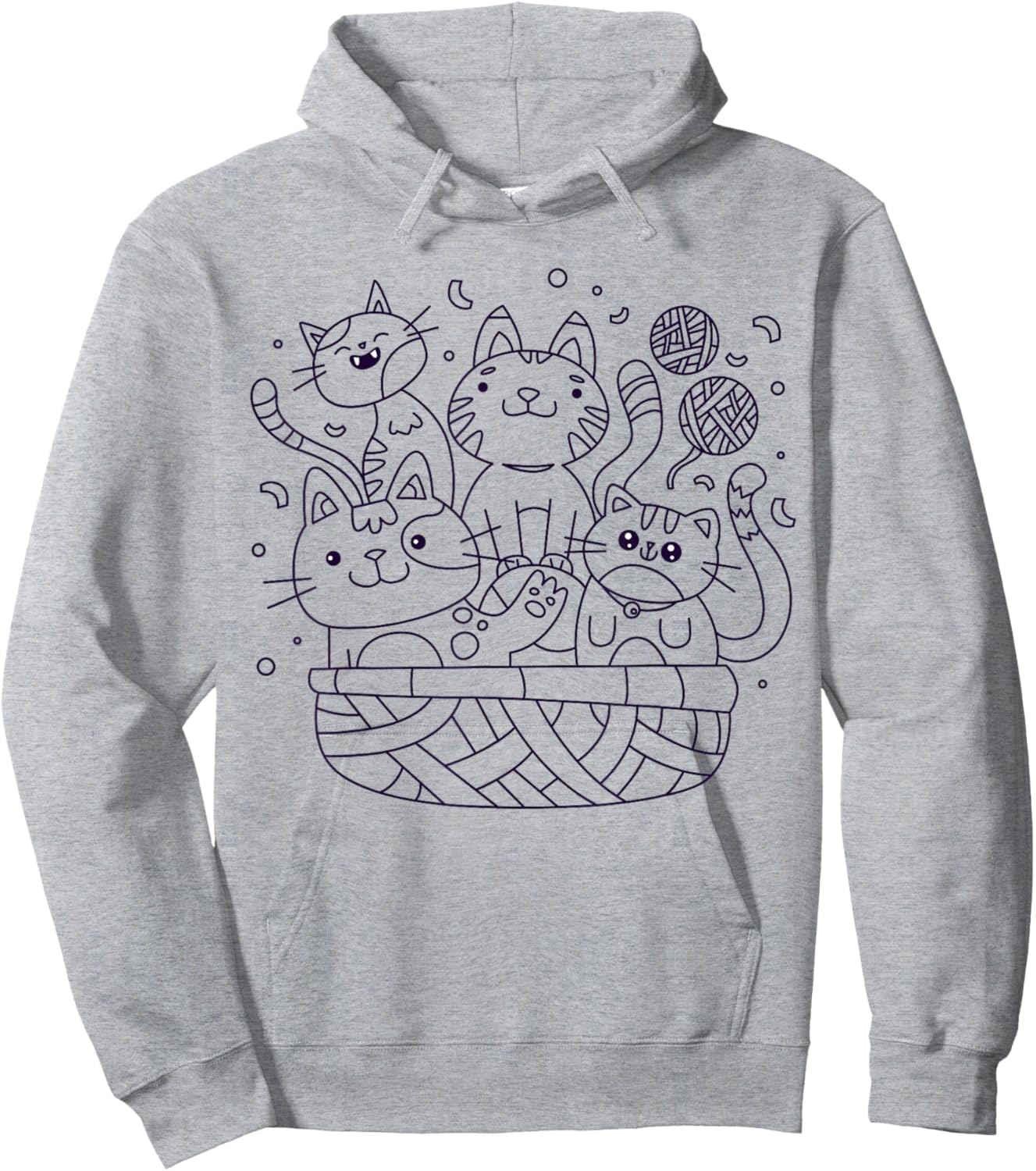 Cats in a basket to paint and color Hoodie - Hoodie | Ash
