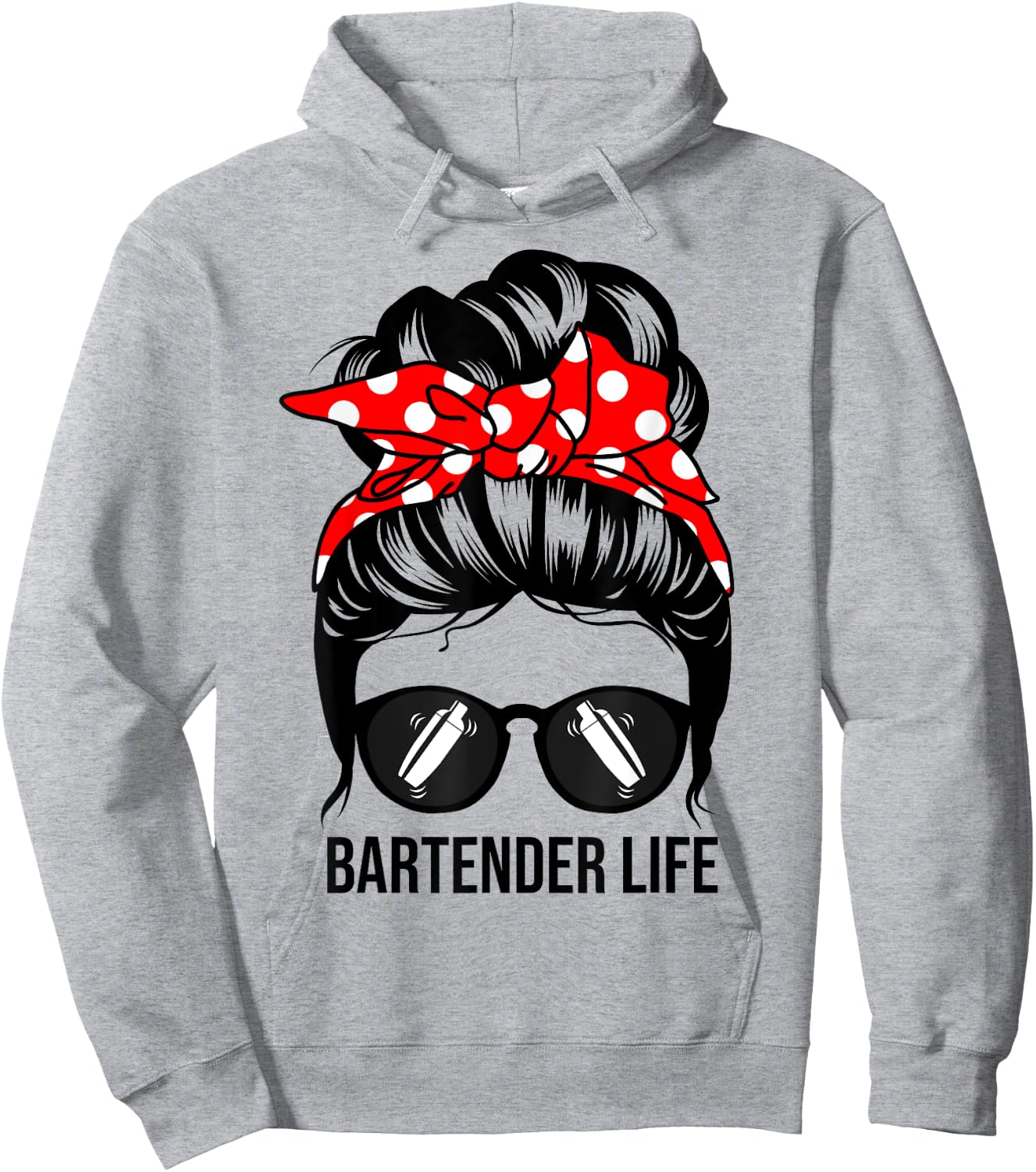 Bartender Life Messy Bun Hair Funny Bartender Hoodie - Hoodie | Ash
