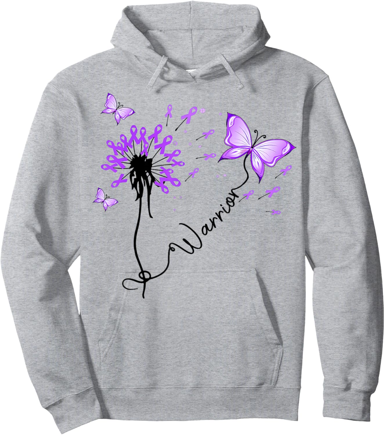 Pancreatic Cancer Warrior Pancreatic Cancer Purple Ribbon Hoodie - Hoodie | Ash