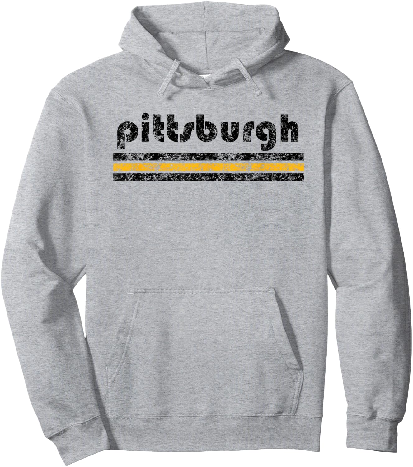 Pittsburgh Pennsylvania Retro Three Stripe Vintage Hoodie - Hoodie | Ash