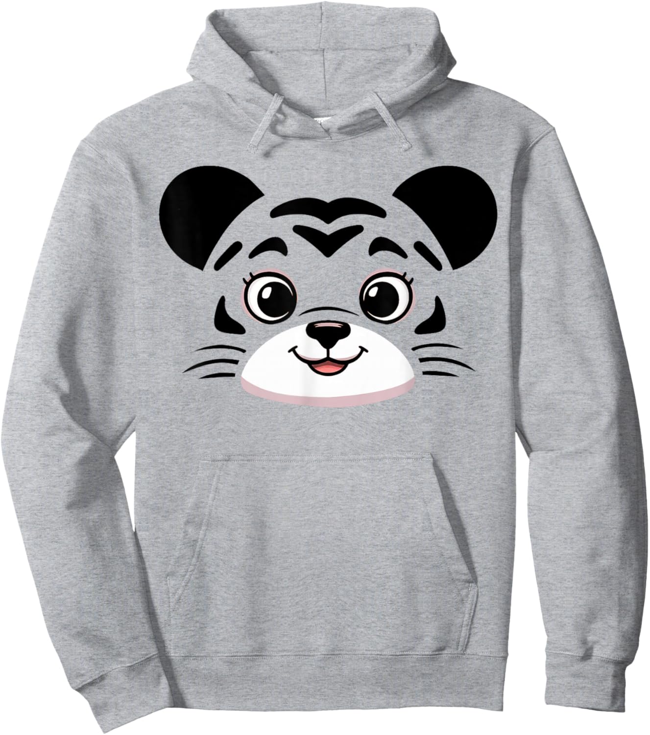 Tiger Costume Cute Rubber Tiger Face Halloween Men Women Kid Hoodie - Hoodie | Ash