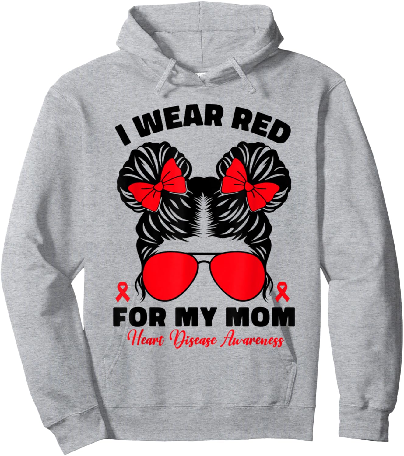 I Wear Red For My Mom Heart Disease Awareness For Kids Girls Hoodie - Hoodie | Ash