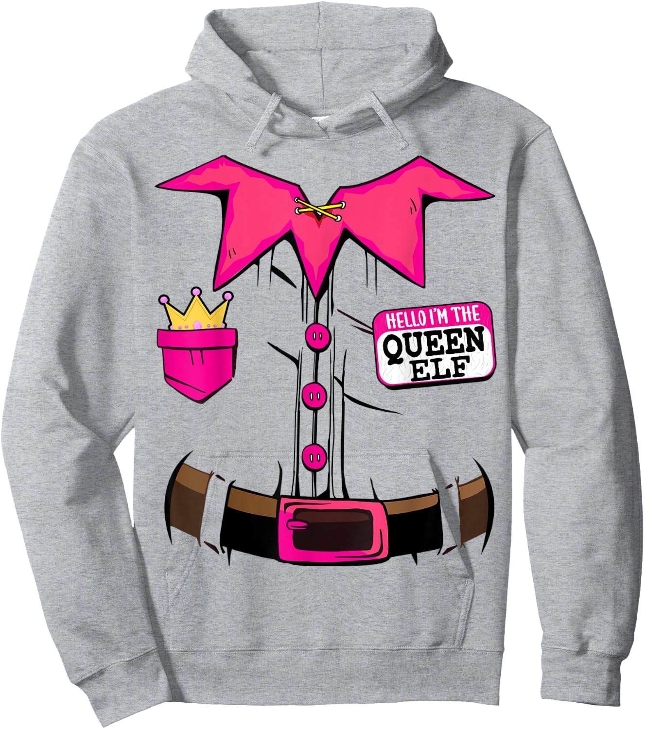 I'm The Queen Elf Christmas Family Matching Pajama Costume Hoodie - Hoodie | Ash