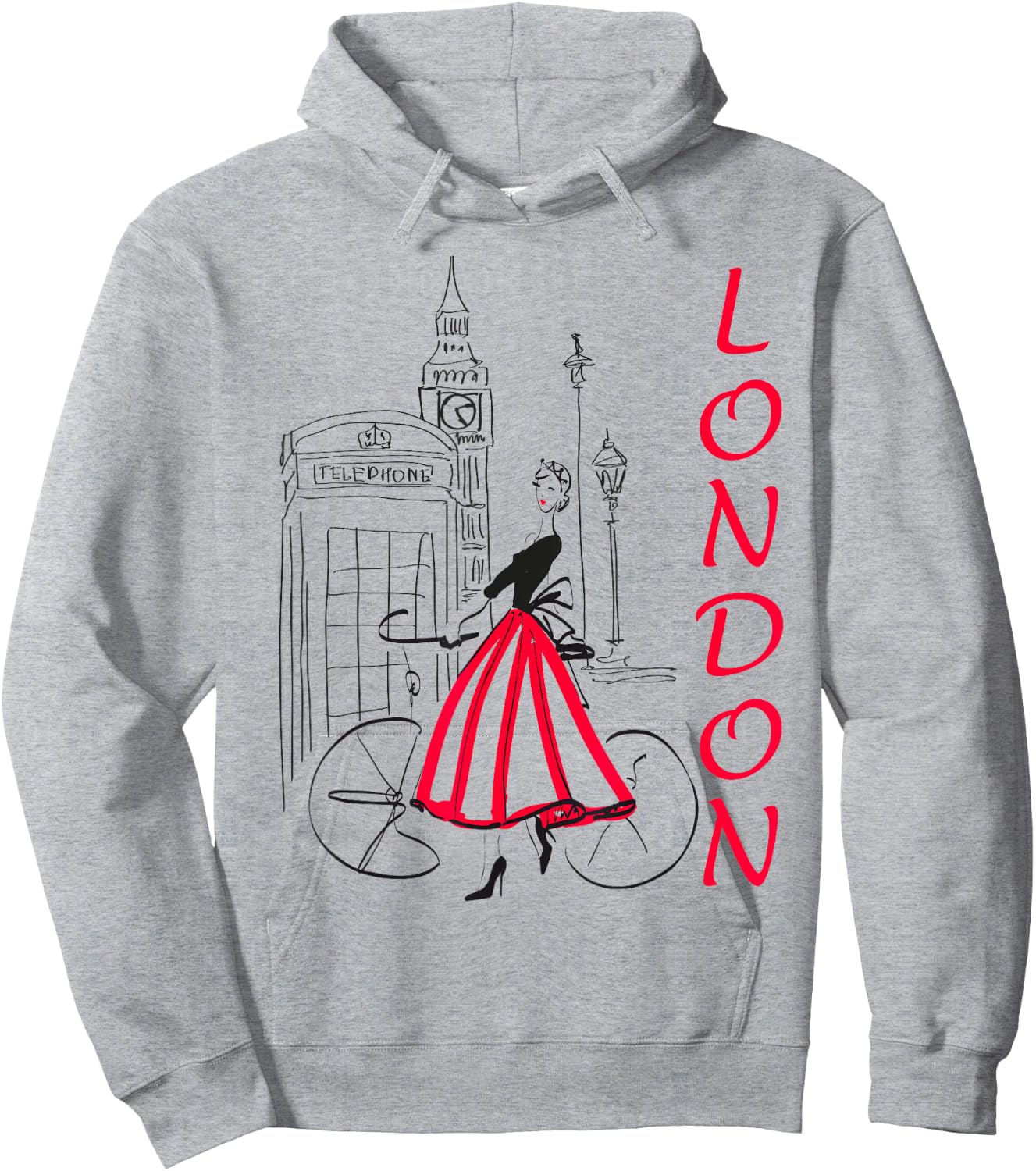 London - Woman - Big Ben Shirt - Bicycle - 5 Hoodie - Hoodie | Ash