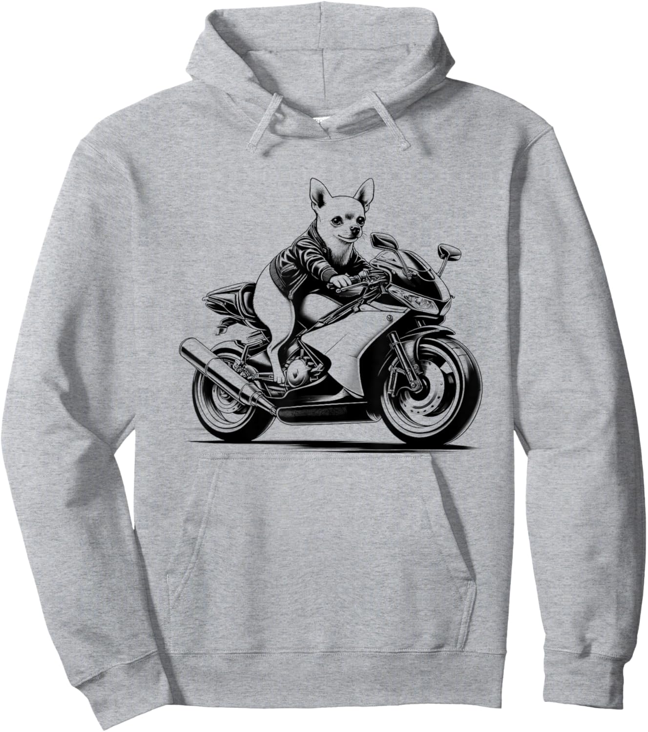 Cool Chihuahua Riding a Motorcycle Biker Dog Lover Women Kids Hoodie - Hoodie | Ash