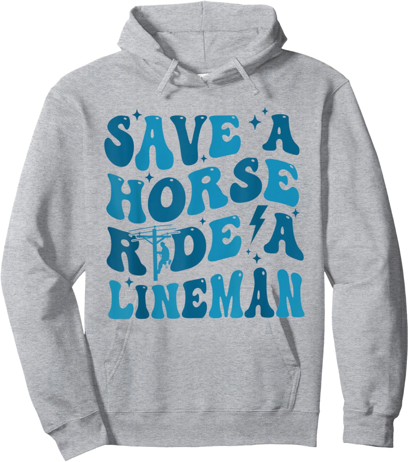 Retro Save A Horse Ride A Lineman Funny Wife Wifey Hoodie - Hoodie | Ash