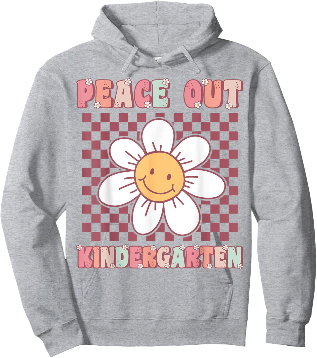 Peace Out Kindergarten Cute Groovy Last Day of Kindergarten Hoodie - Hoodie | Ash