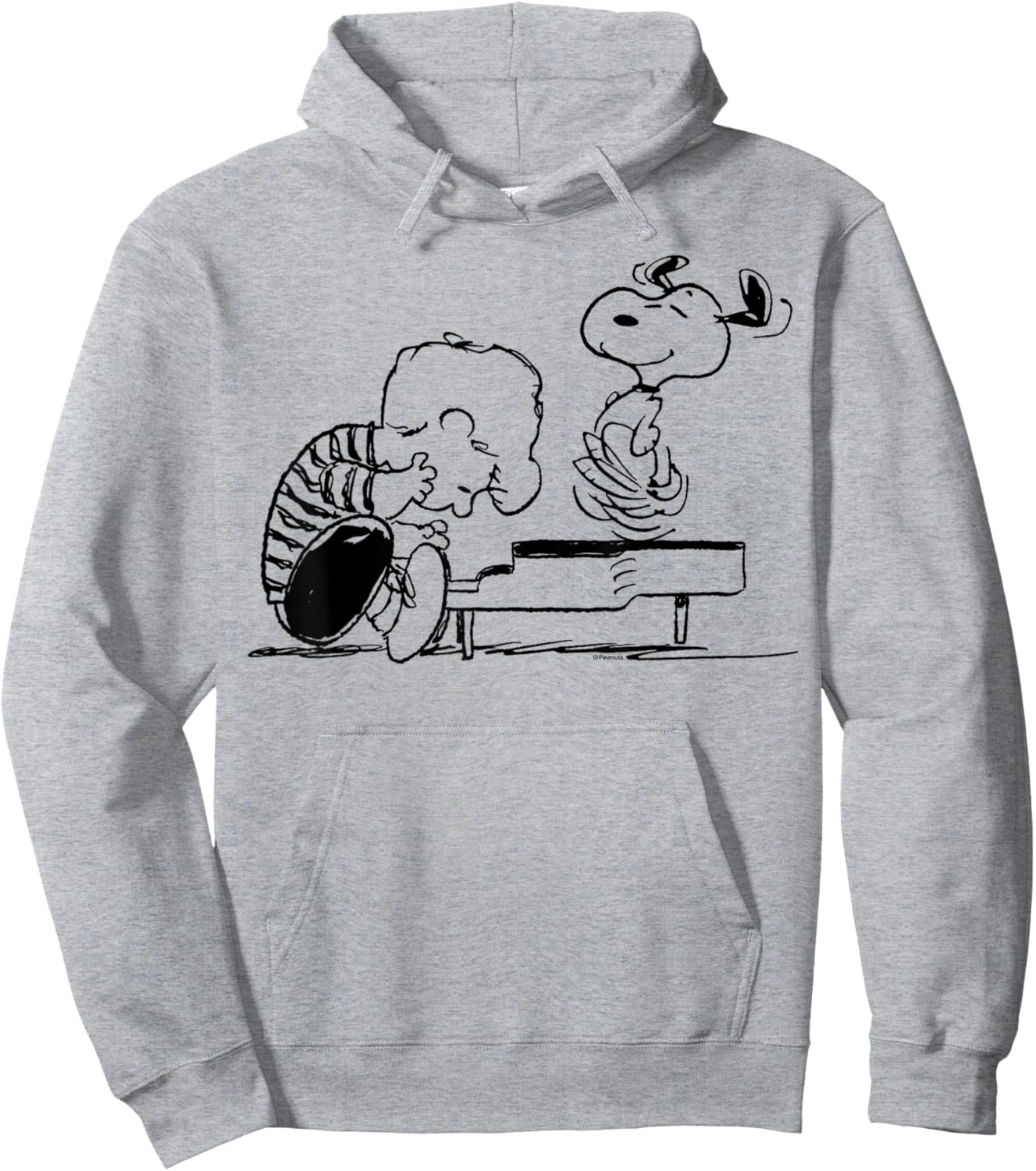 Peanuts - Schroeder And Snoopy Piano Hoodie - Hoodie | Ash