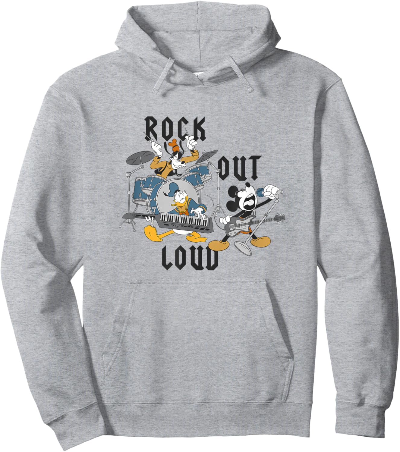 Disney Mickey and Friends Rock Out Loud Music Band Group Hoodie - Hoodie | Ash