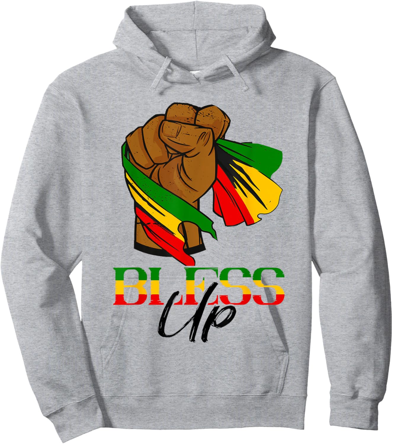 Jamaica Rastafarian Bless Up Rastafari Handfist Rasta Reggae Hoodie - Hoodie | Ash