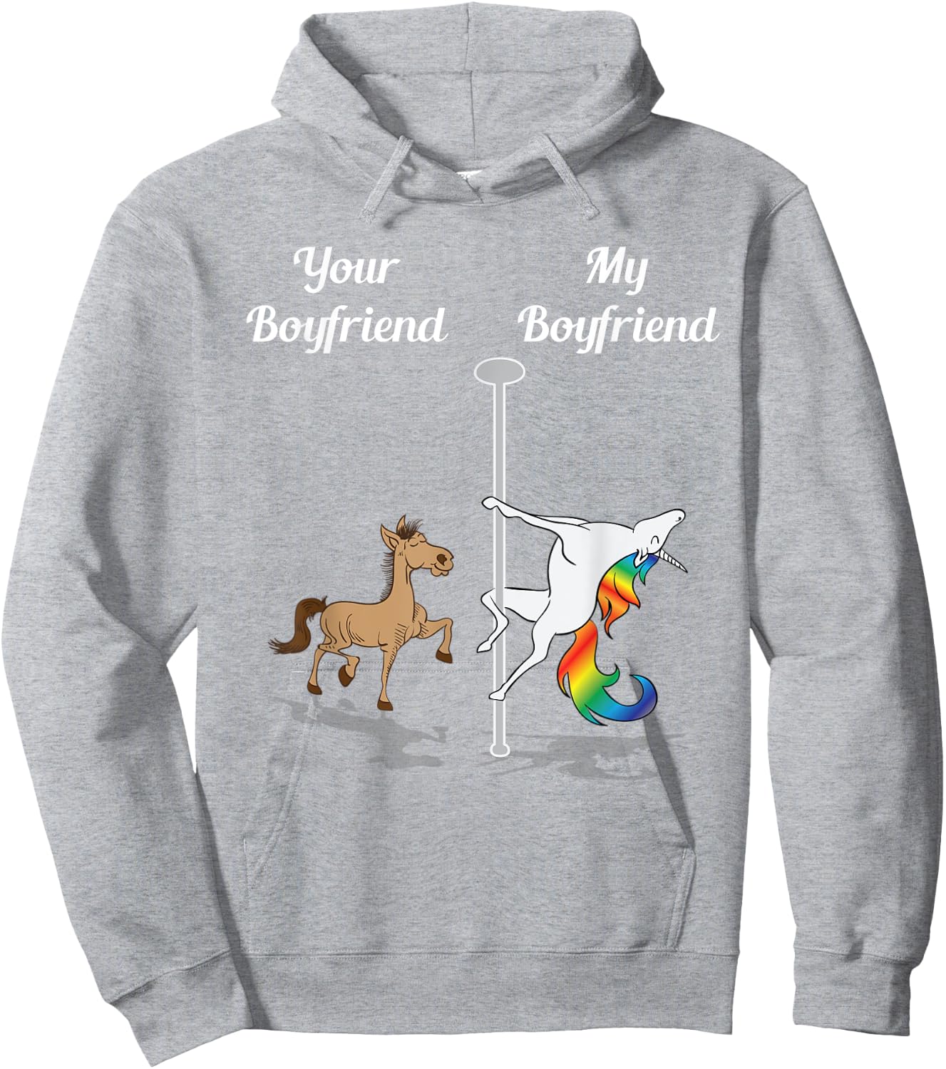 Your Boyfriend My Boyfriend Pole Dancing Unicorn Hoodie - Hoodie | Ash