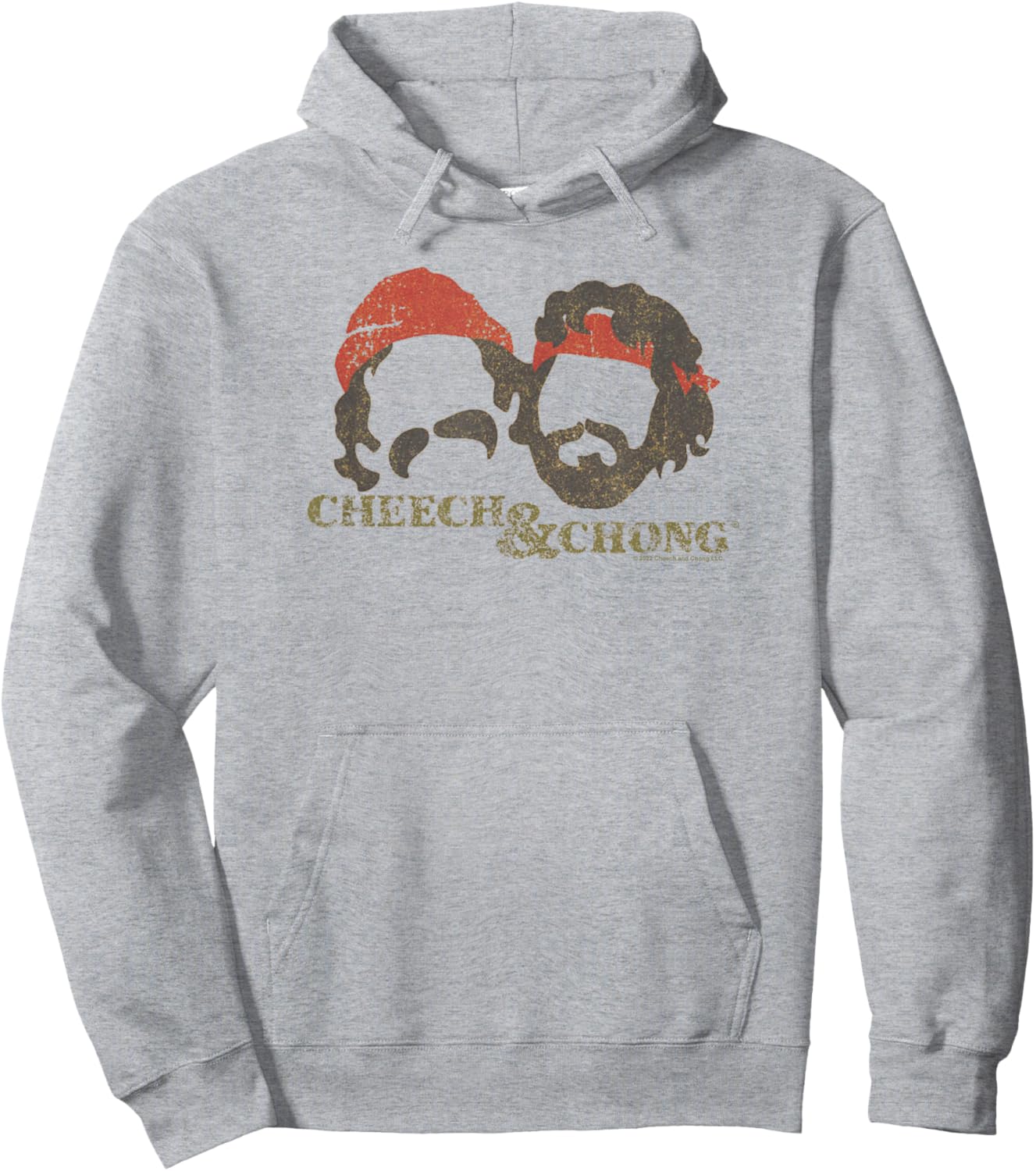 Cheech & Chong Faces Outlines Distressed Effect Hoodie - Hoodie | Ash