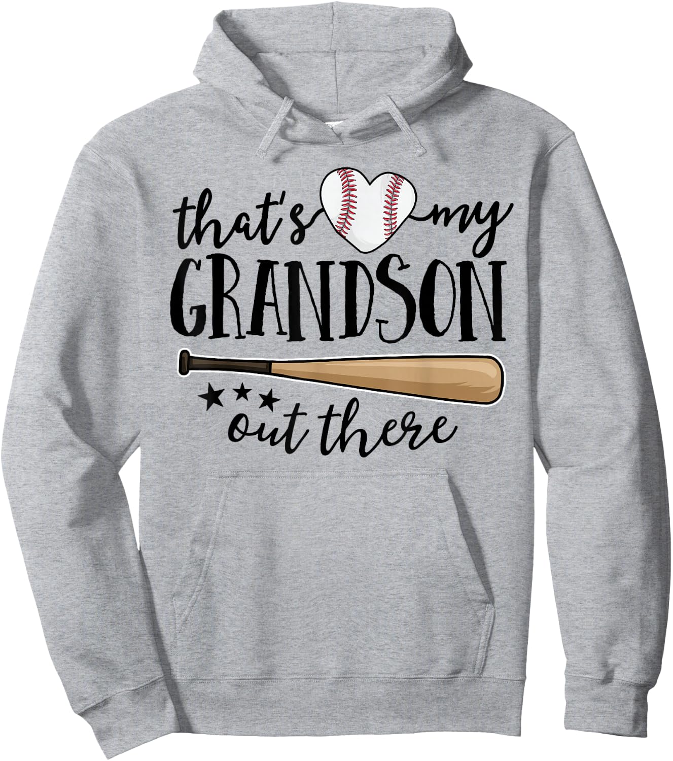 That's My Grandson Out There Gift Women Baseball Grandma Hoodie - Hoodie | Ash