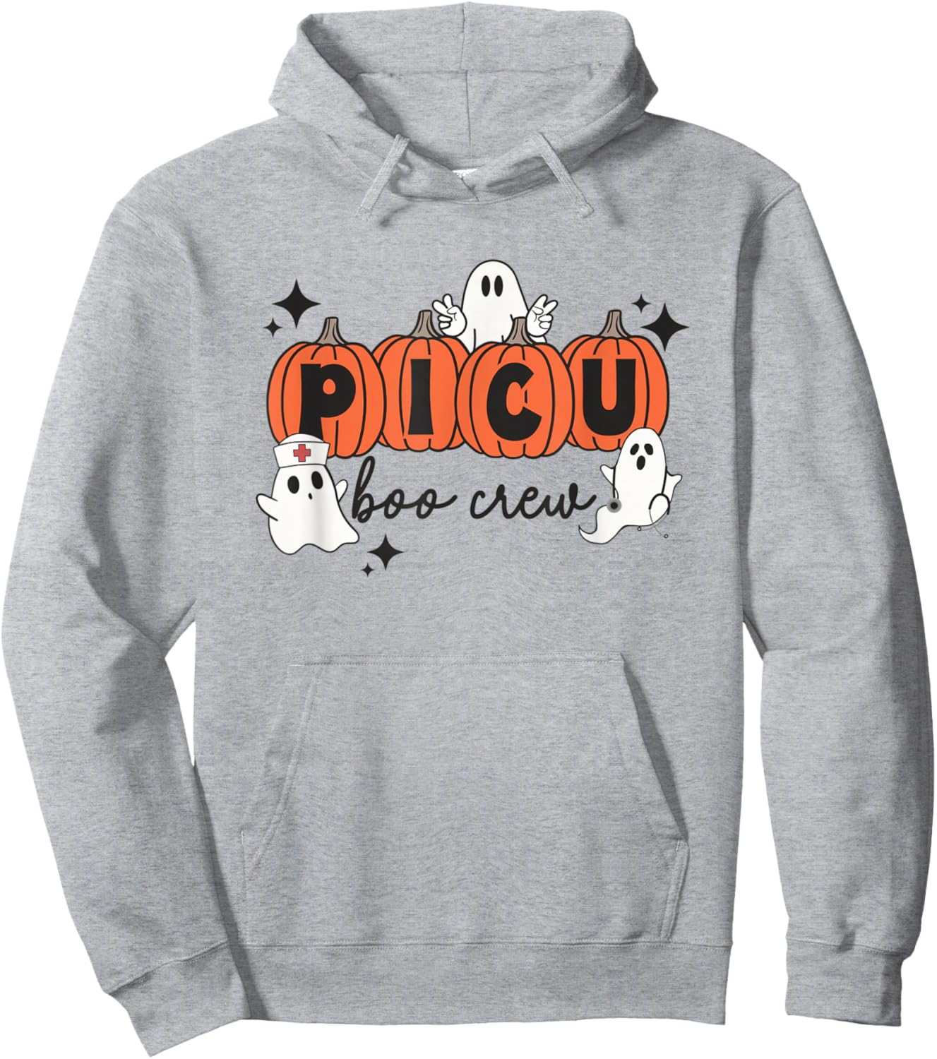 Halloween PICU Boo Crew Spooky PICU Nurse Squad Hospital Hoodie - Hoodie | Ash