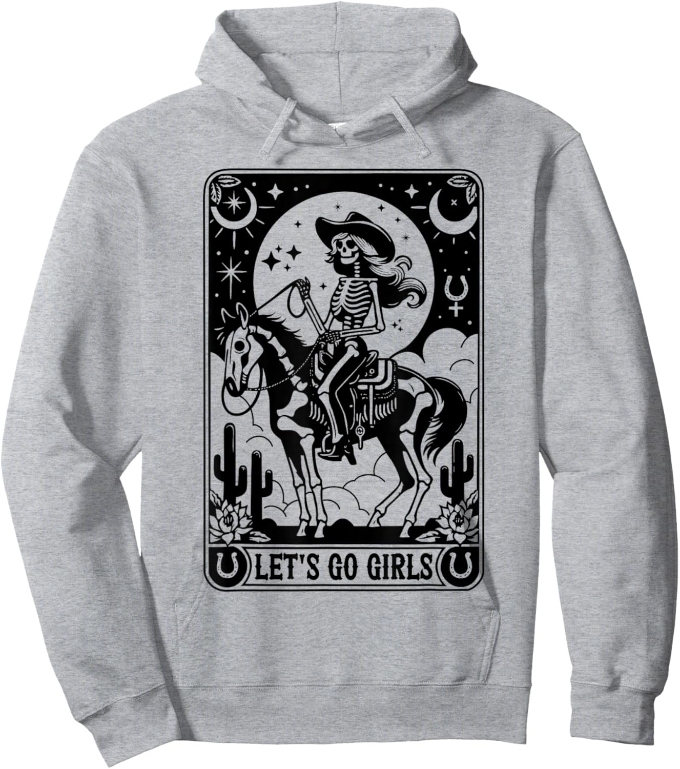 Let's Go Girls Skeleton Cowgirl Tarot Card Bachelorette Hoodie - Hoodie | Ash