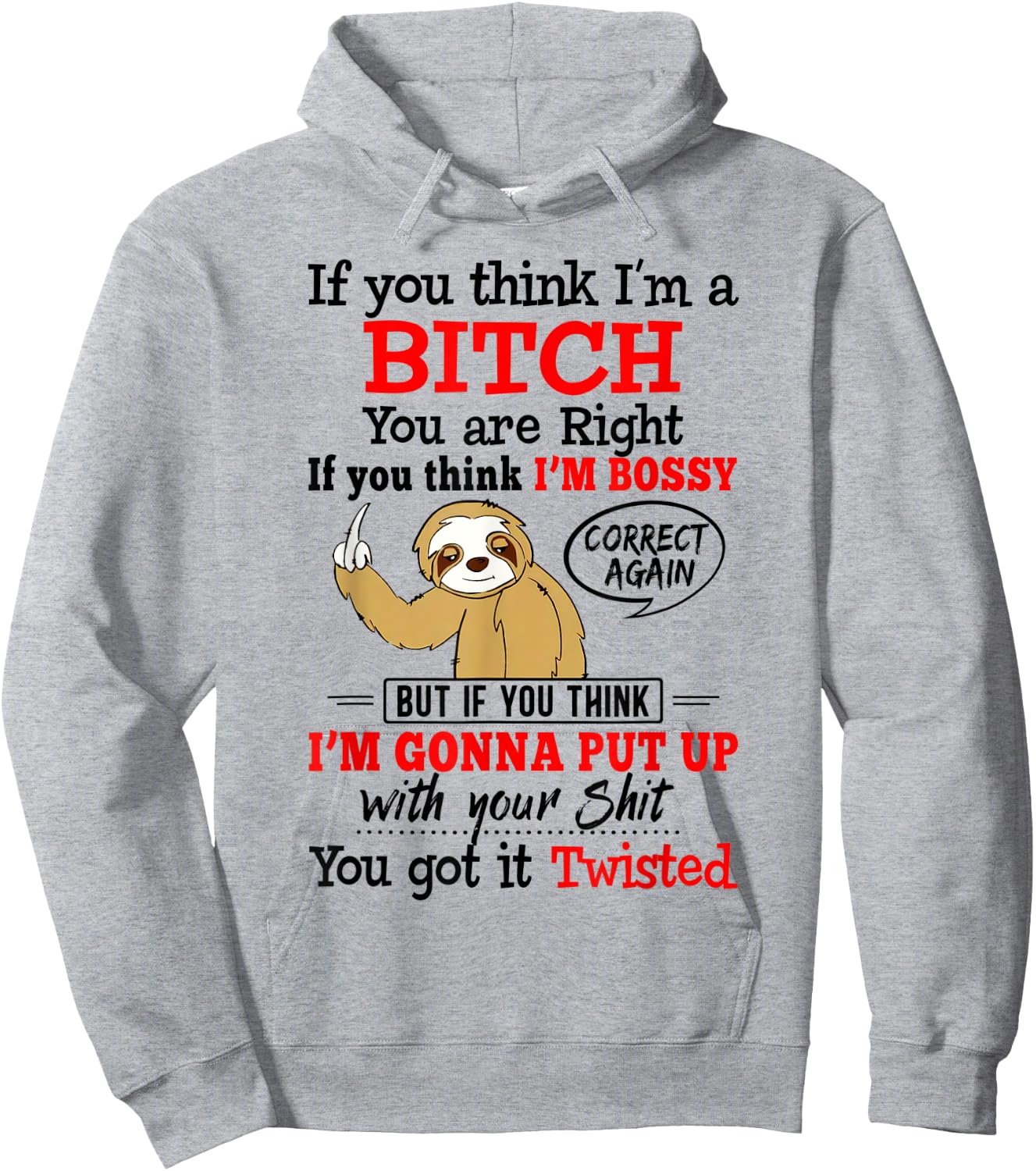 If You Think I'm A Bitch You Are Right Funny Sloth Gift Hoodie - Hoodie | Ash