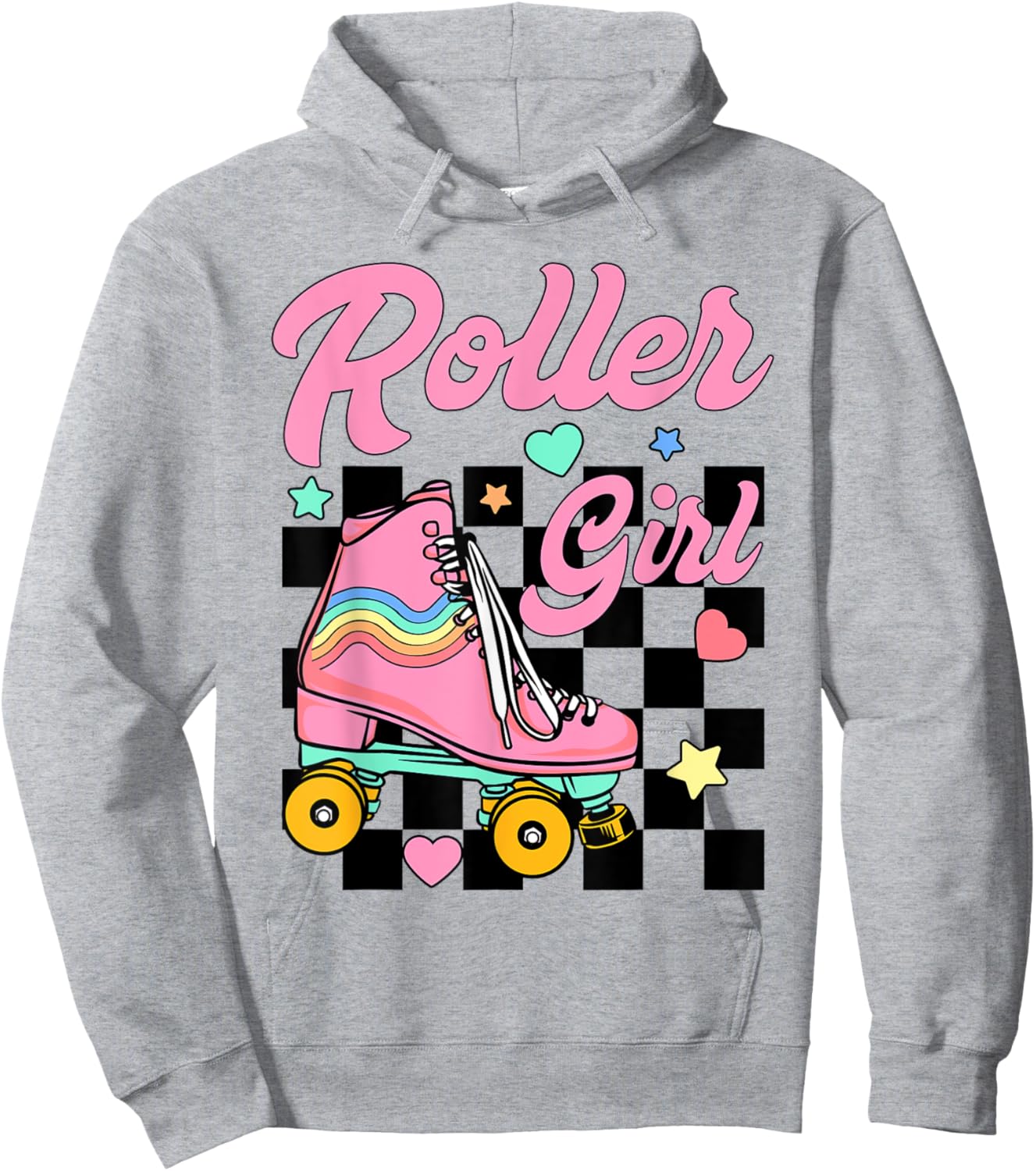 Roller Girl Retro Groovy Matching Roller Skating Skater Hoodie - Hoodie | Ash