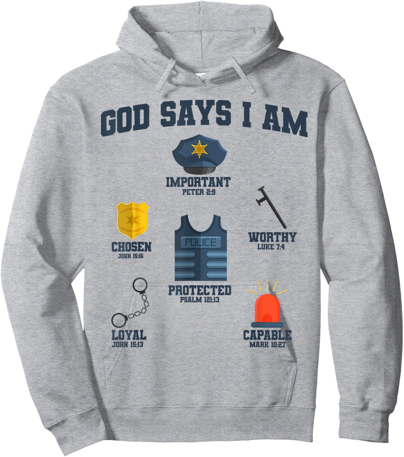 God Says I Am Police Lover Kids Boys Christian Hoodie - Hoodie | Ash