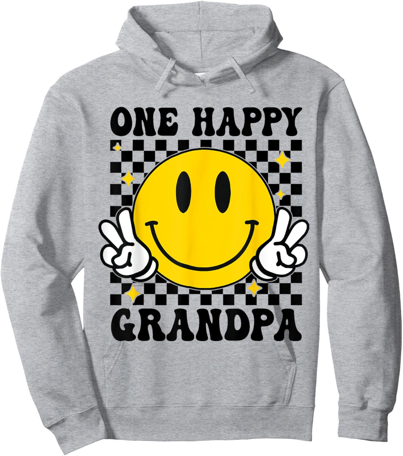 One Happy Dude Grandpa happy face 1st Birthday Family Hoodie - Hoodie | Ash