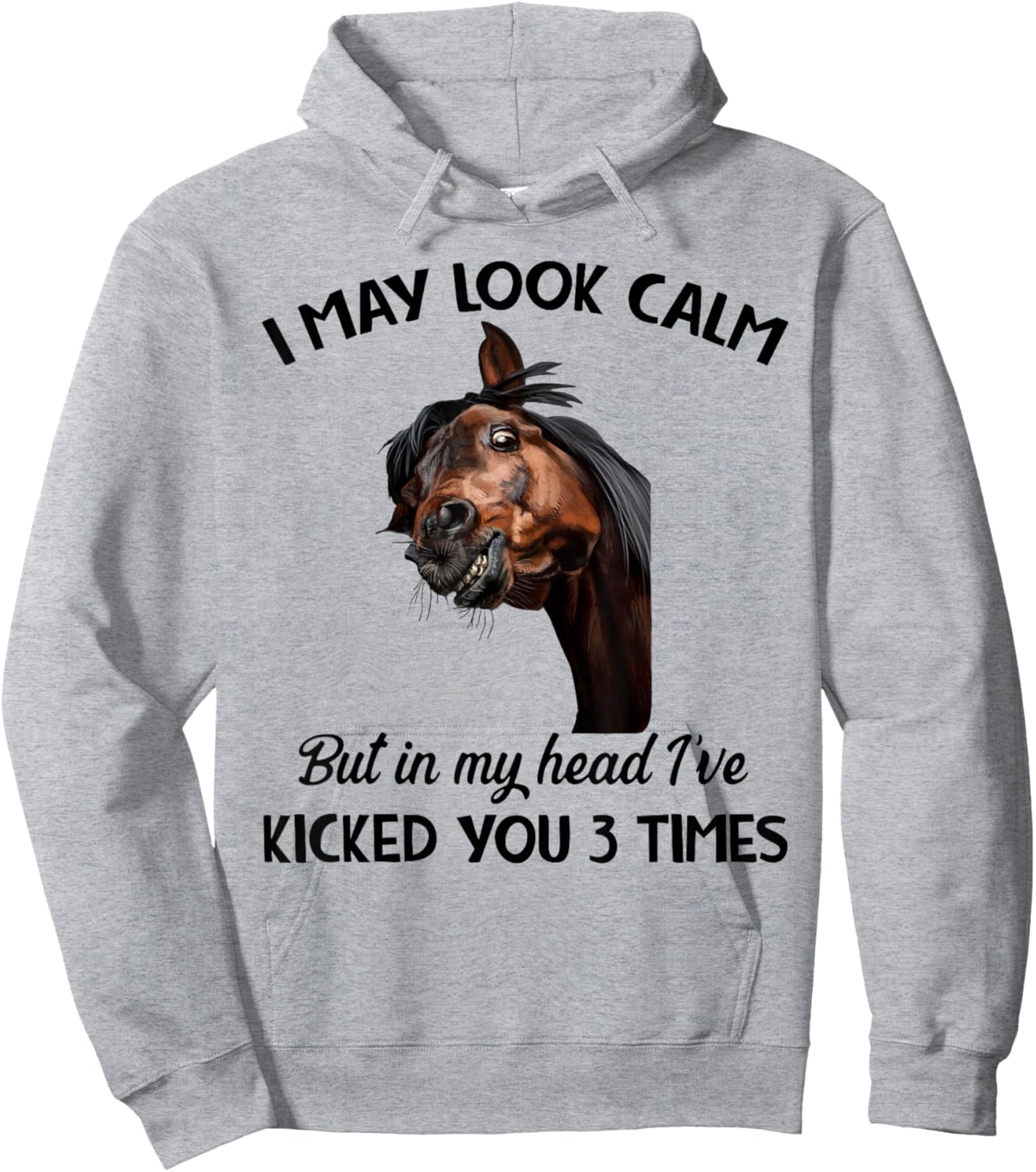 I may look calm but in my head I've kicked you 3 times Hoodie - Hoodie | Ash