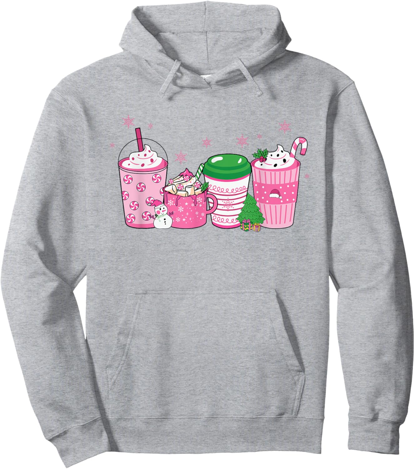 Pink Christmas Peppermint Drinks Hoodie - Hoodie | Ash