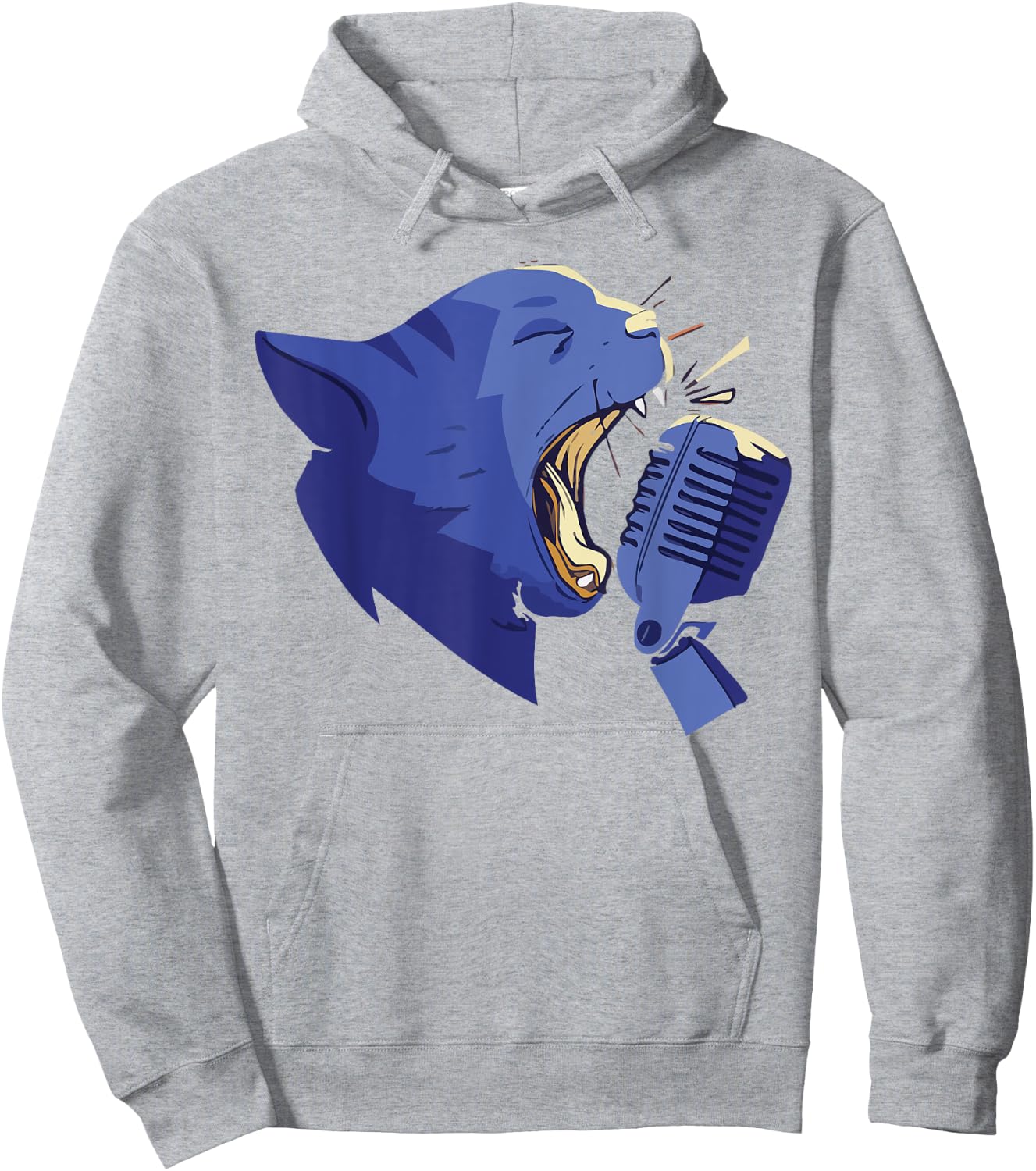 Cute Karaoke Singing Cat Singer Musical Band Vocalist Women Kids Hoodie - Hoodie | Ash