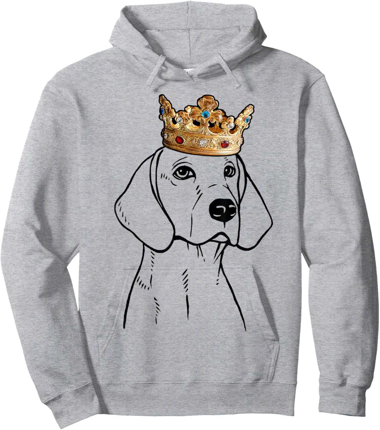 American Foxhound Dog Wearing Crown Men Women Kids Hoodie - Hoodie | Ash