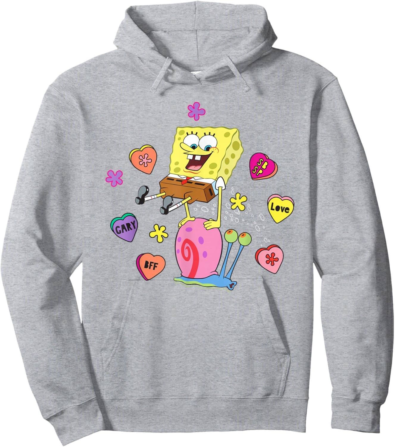 SpongeBob SquarePants And Gary BFF Valentine's Candy Hearts Hoodie - Hoodie | Ash