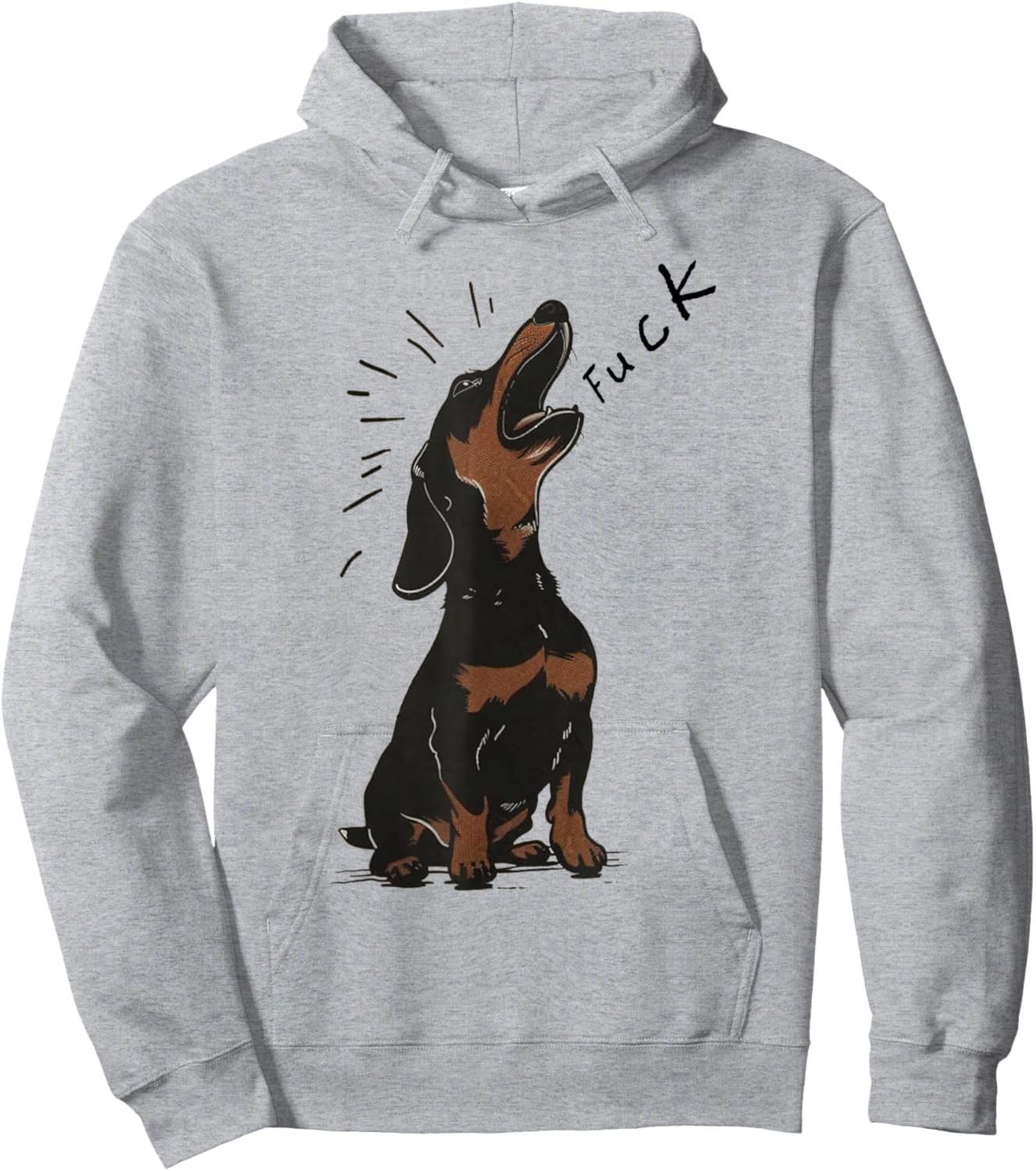 Angry - Dachshund Dog Fuck Howling Yelling Art Hoodie - Hoodie | Ash