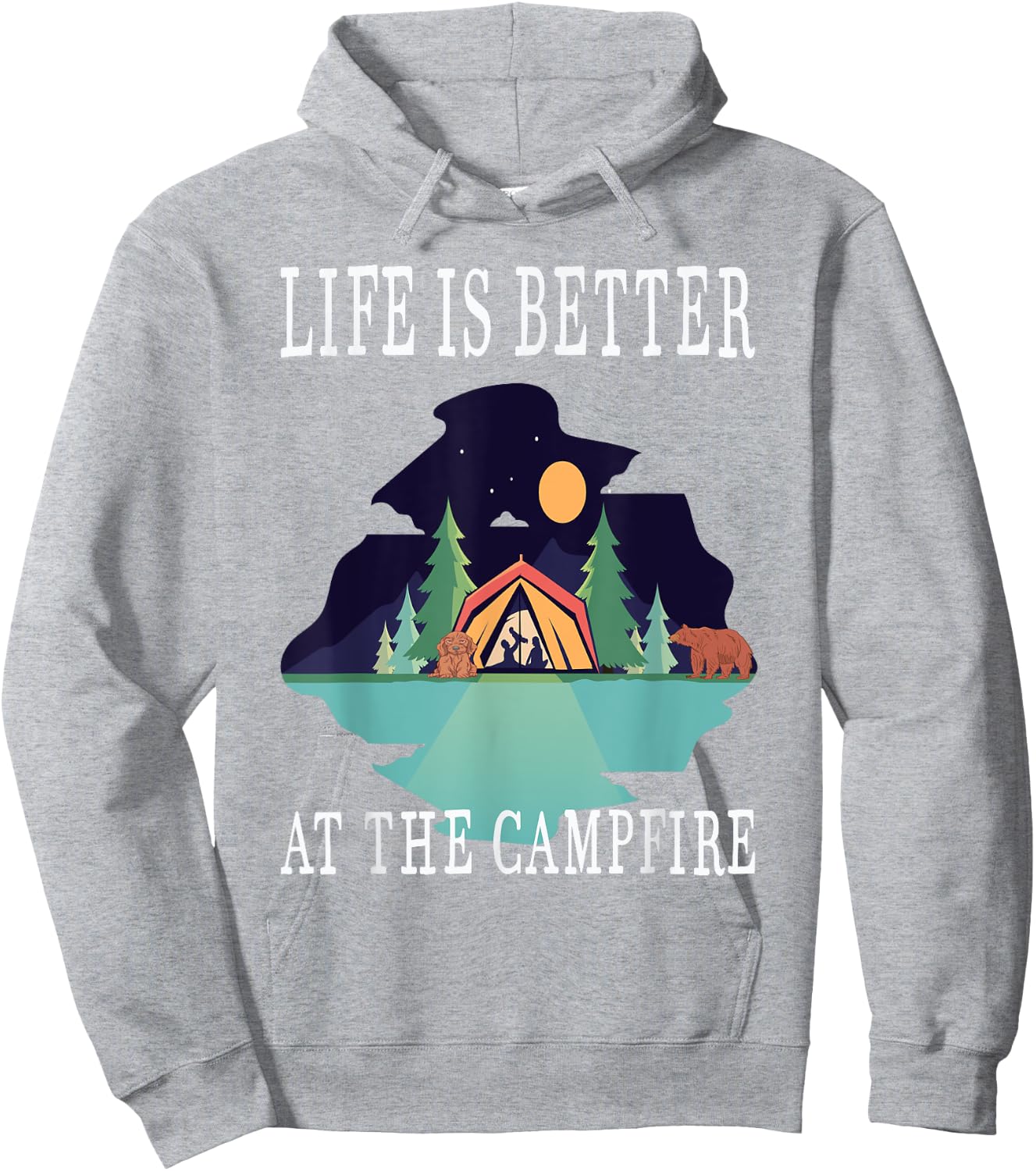 Life Is Better At The Campfire Van Camping Happy Camper Hoodie - Hoodie | Ash