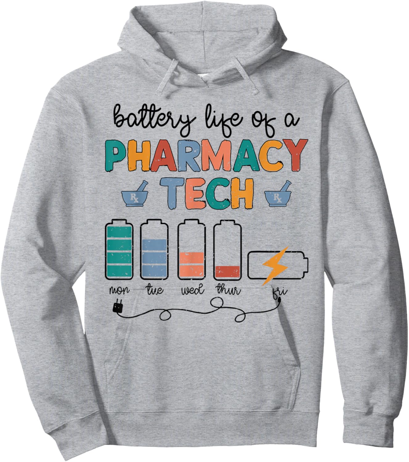 Pharmacist Battery Life Of Pharmacy Technician Nurse 2024 Hoodie - Hoodie | Ash