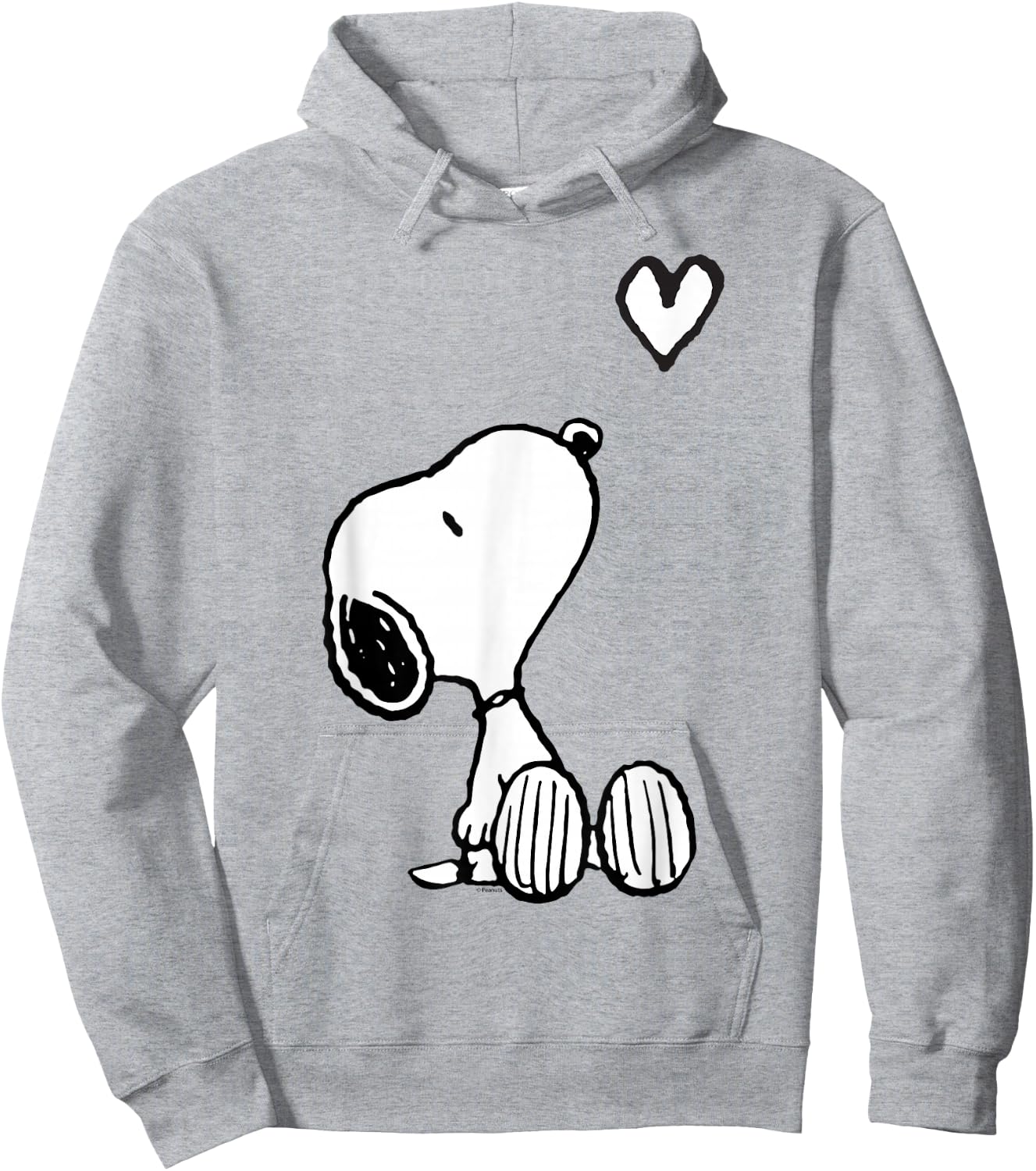 Peanuts Valentine Snoopy Sitting Heart Hoodie - Hoodie | Ash