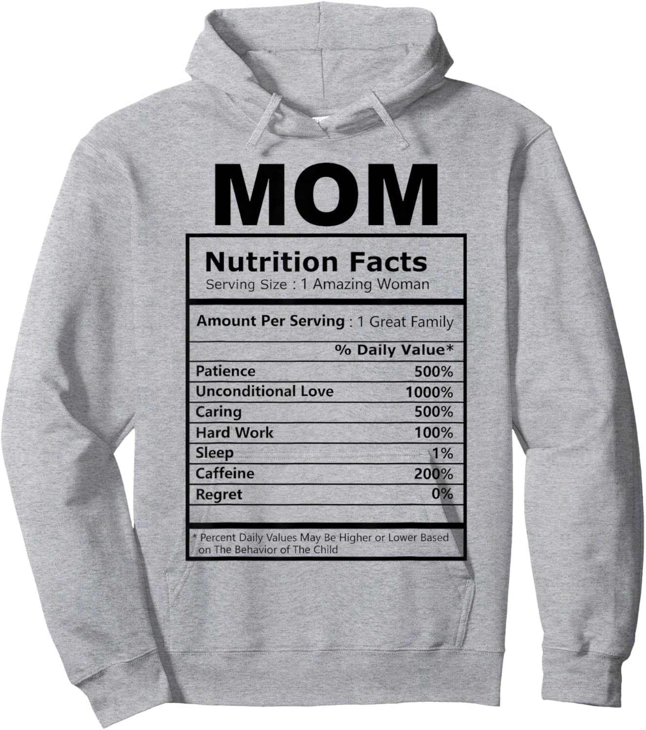 Mom Nutrition Facts Mother's Day Mama Mommy Wife Funny Hoodie - Hoodie | Ash