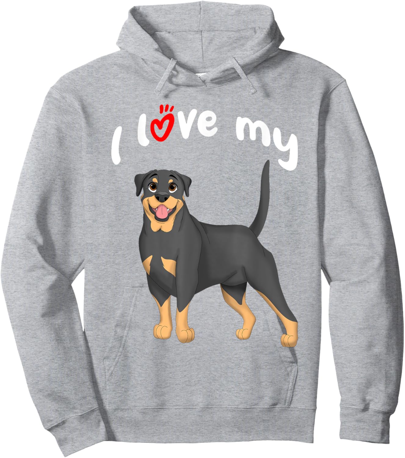 I Love My Rottweiler Dog Hoodie - Hoodie | Ash