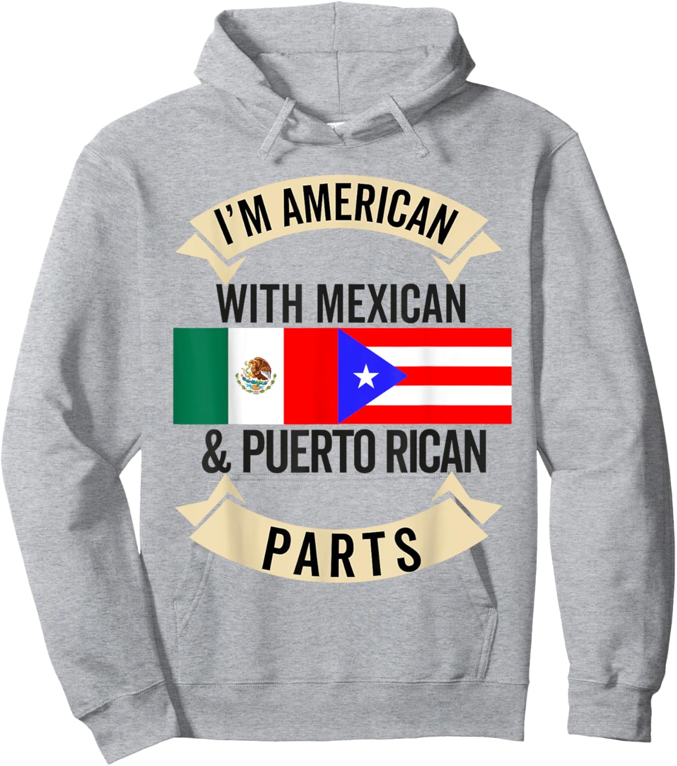 Half Mexican Half Puerto Rican Flag Mexirican Heritage Roots Hoodie - Hoodie | Ash