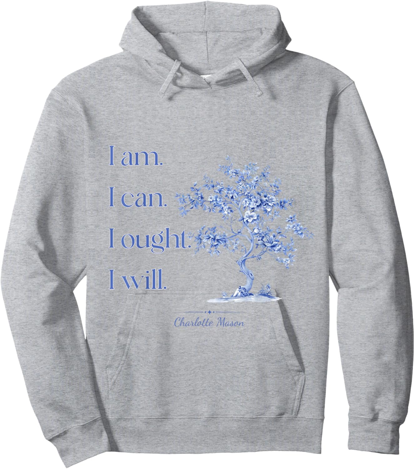 Charlotte Mason Home School Blue Toile Tree Design Hoodie - Hoodie | Ash