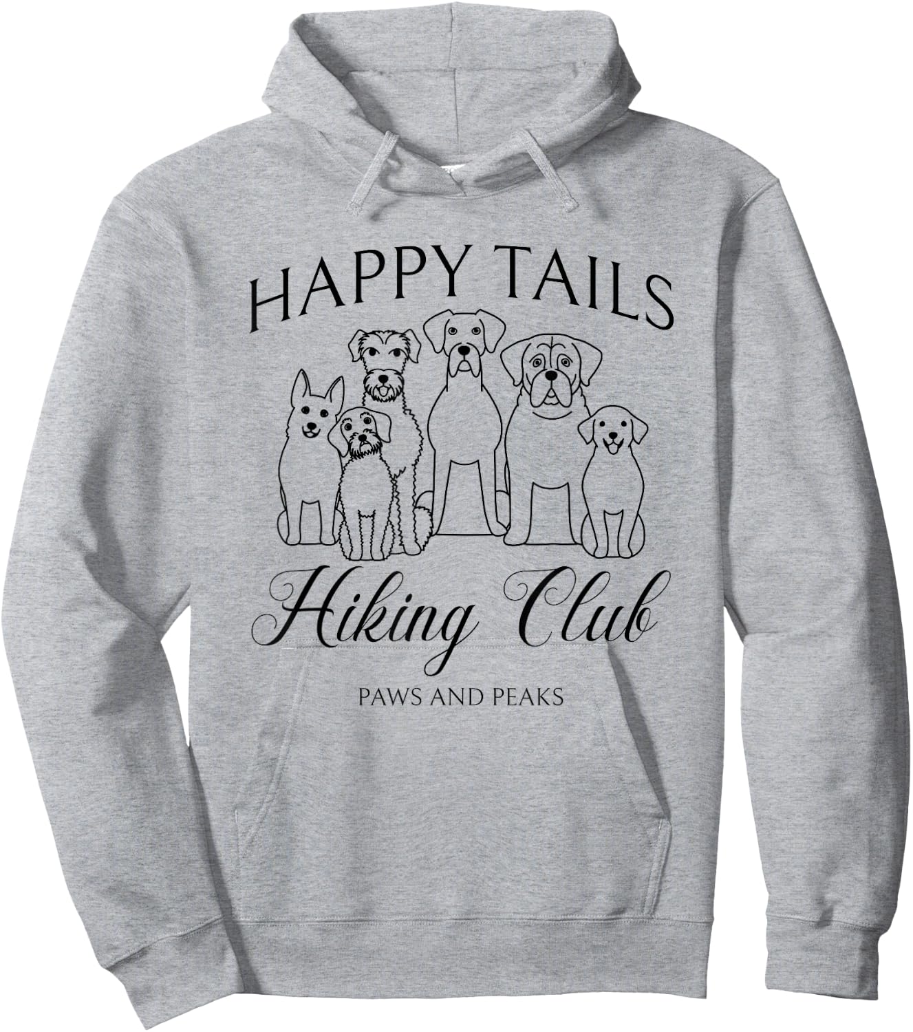 Happy Tails Dog Hiking Club Mountain Adventure Outdoors Hoodie - Hoodie | Ash