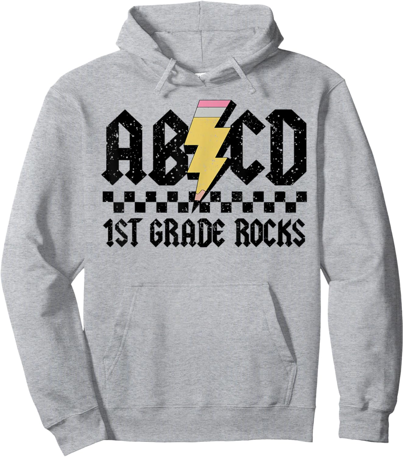 1st Grade Rock and Roll Letters ABCD Alphabet Back To School Hoodie - Hoodie | Ash