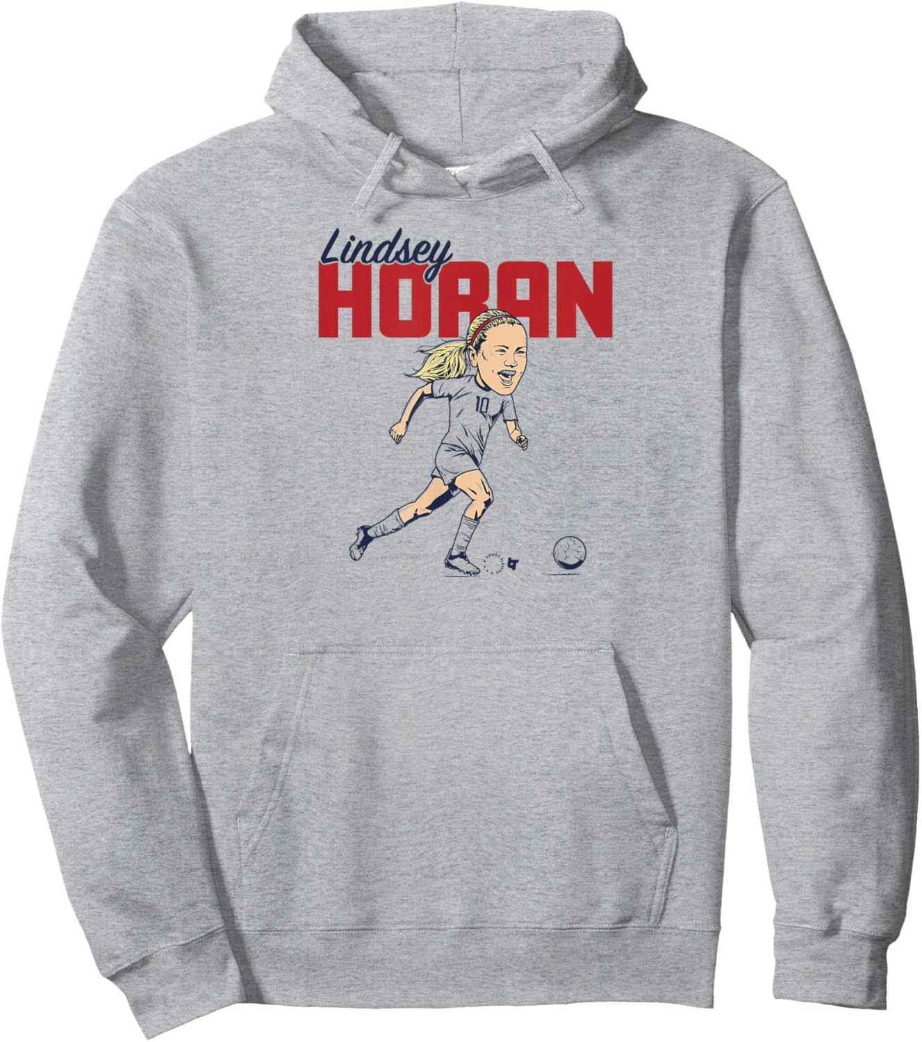 Lindsey Horan: Caricature - USWNT Players Association Soccer Hoodie - Hoodie | Ash