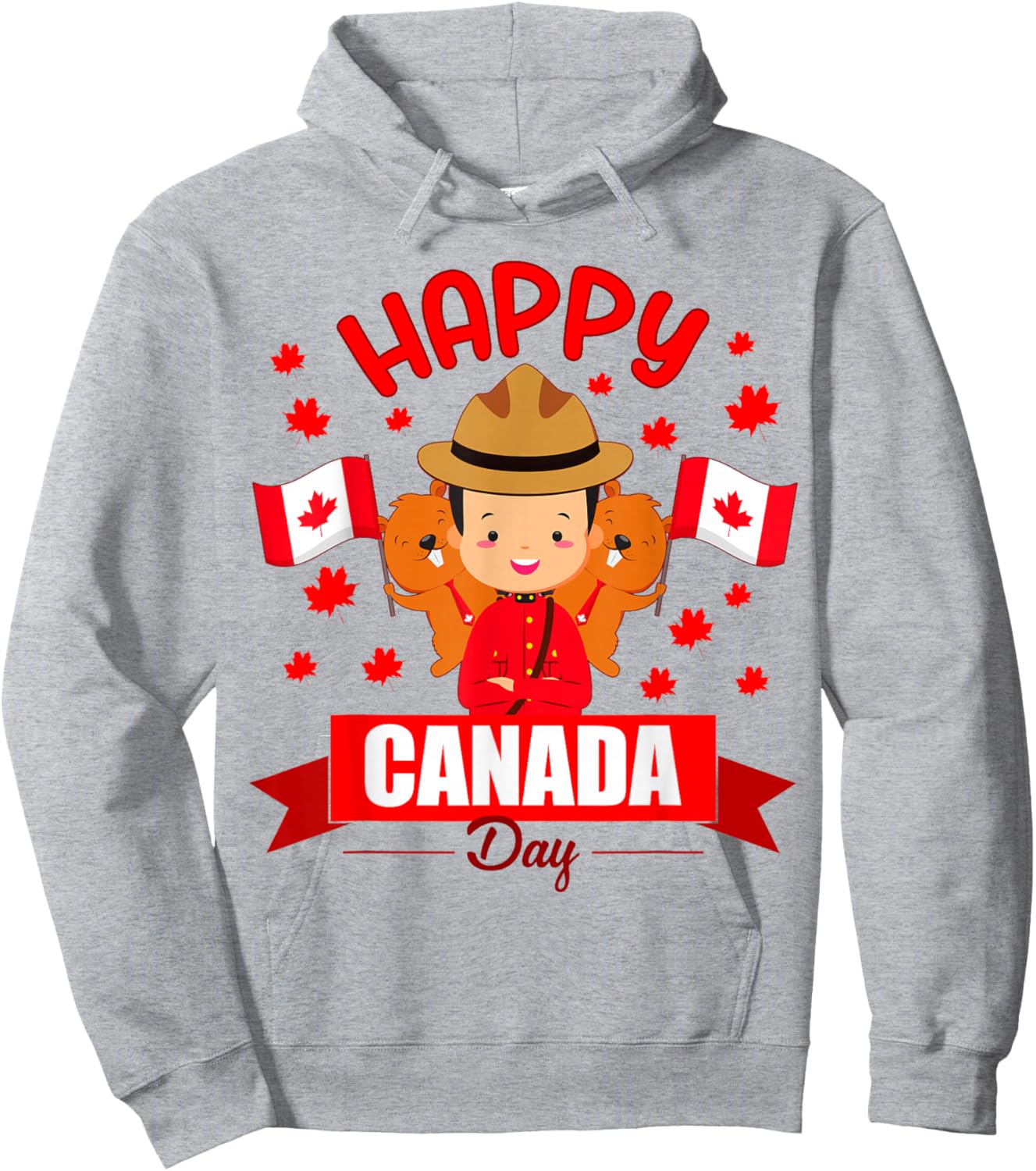 Happy Canada day Flag boys girls kids Toddler Canadian Pride Hoodie - Hoodie | Ash
