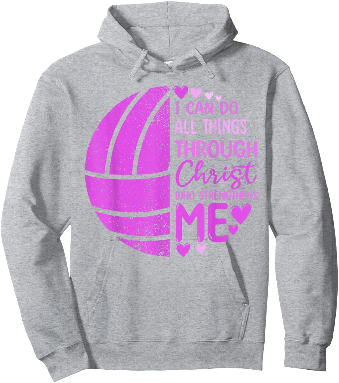 Volleyball Girl Women Boy Men Funny Volleyball Christ Verse Hoodie - Hoodie | Ash