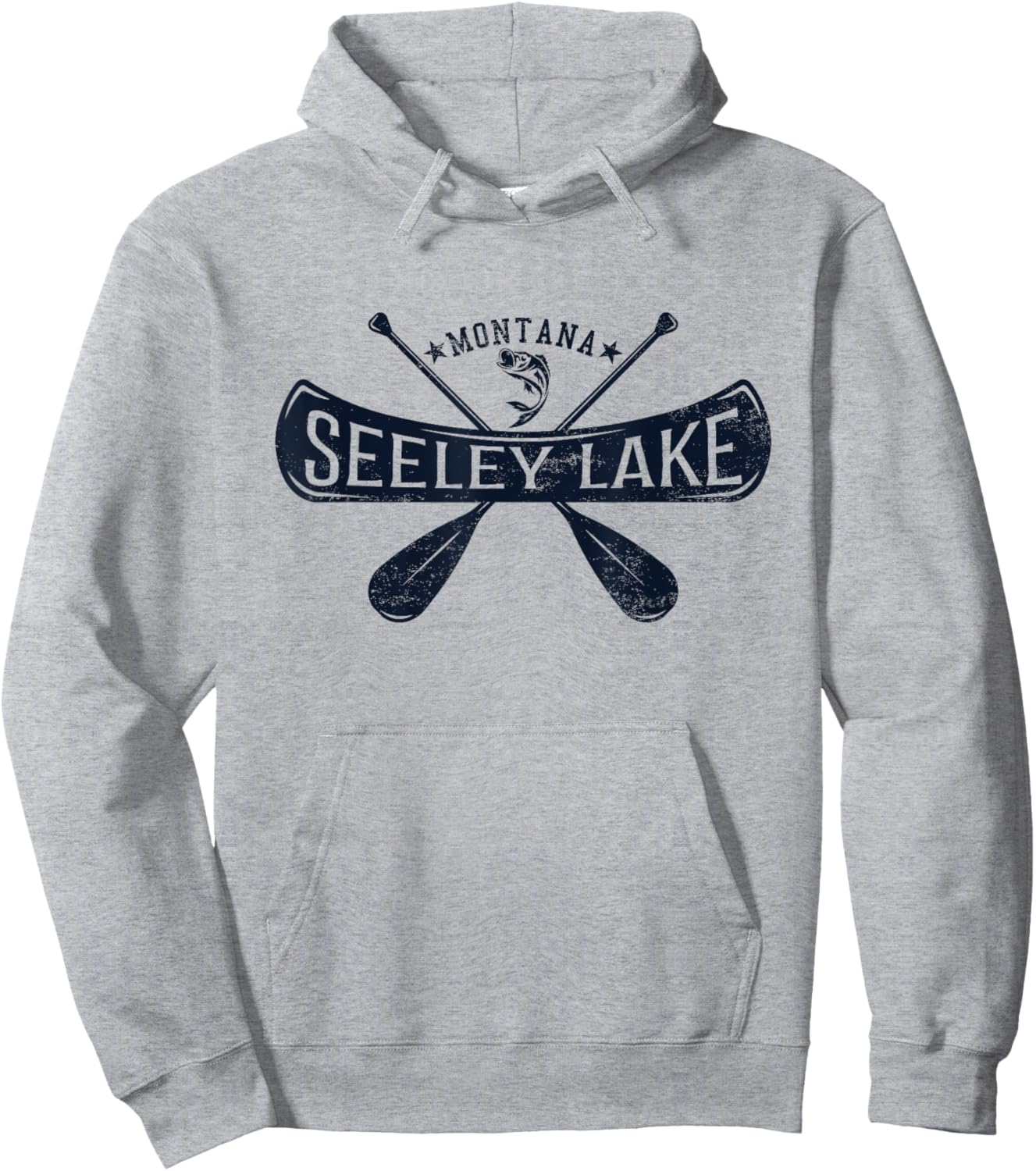 Seeley Lake Montana Vintage Distressed Hoodie - Hoodie | Ash