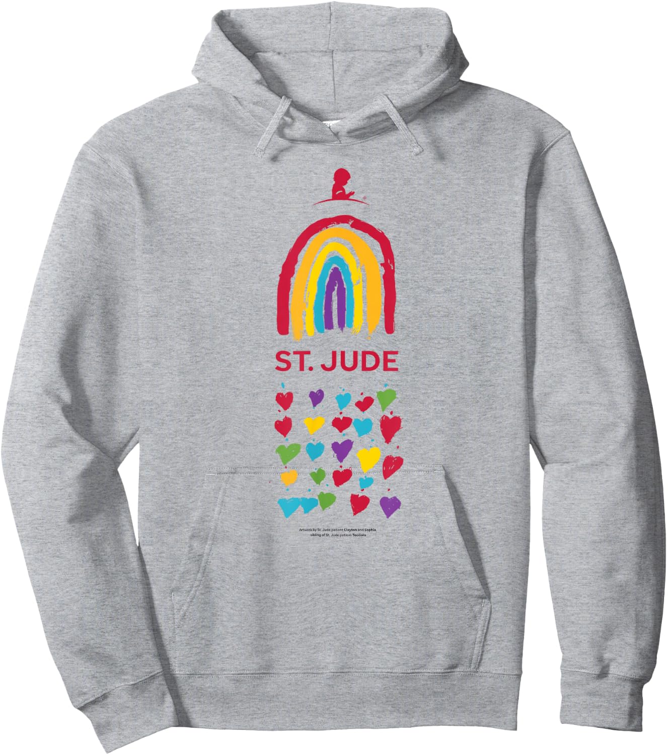 St. Jude Children's Research Hospital Rainbow & Hearts Hoodie - Hoodie | Ash