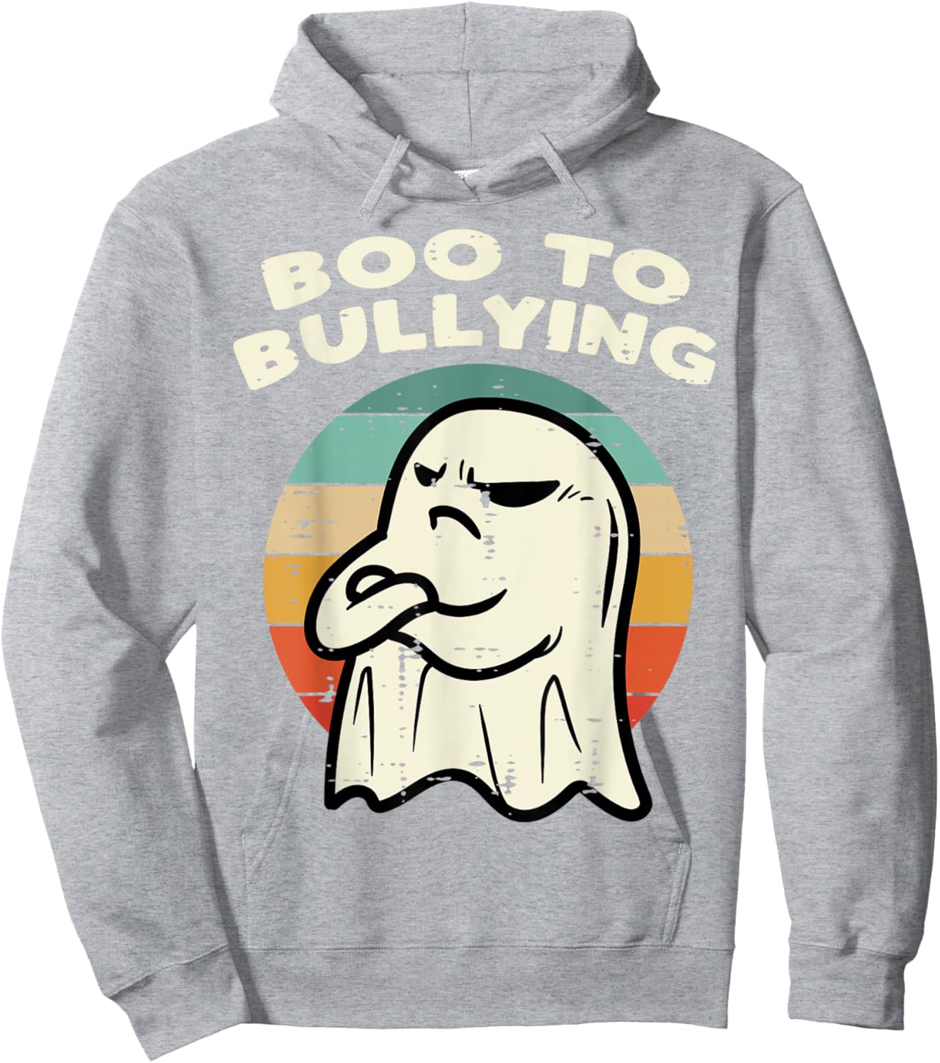 Boo To Bullying Retro Orange Unity Day Halloween Ghost Kids Hoodie - Hoodie | Ash