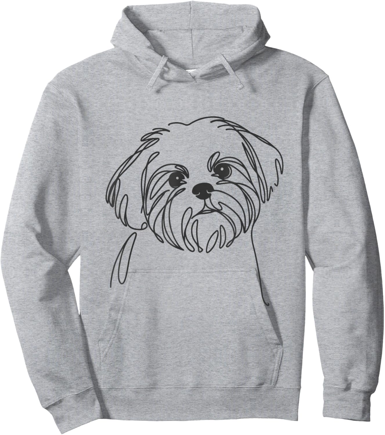 Line Art Dad Mom Dog - Shih Tzu Hoodie - Hoodie | Ash
