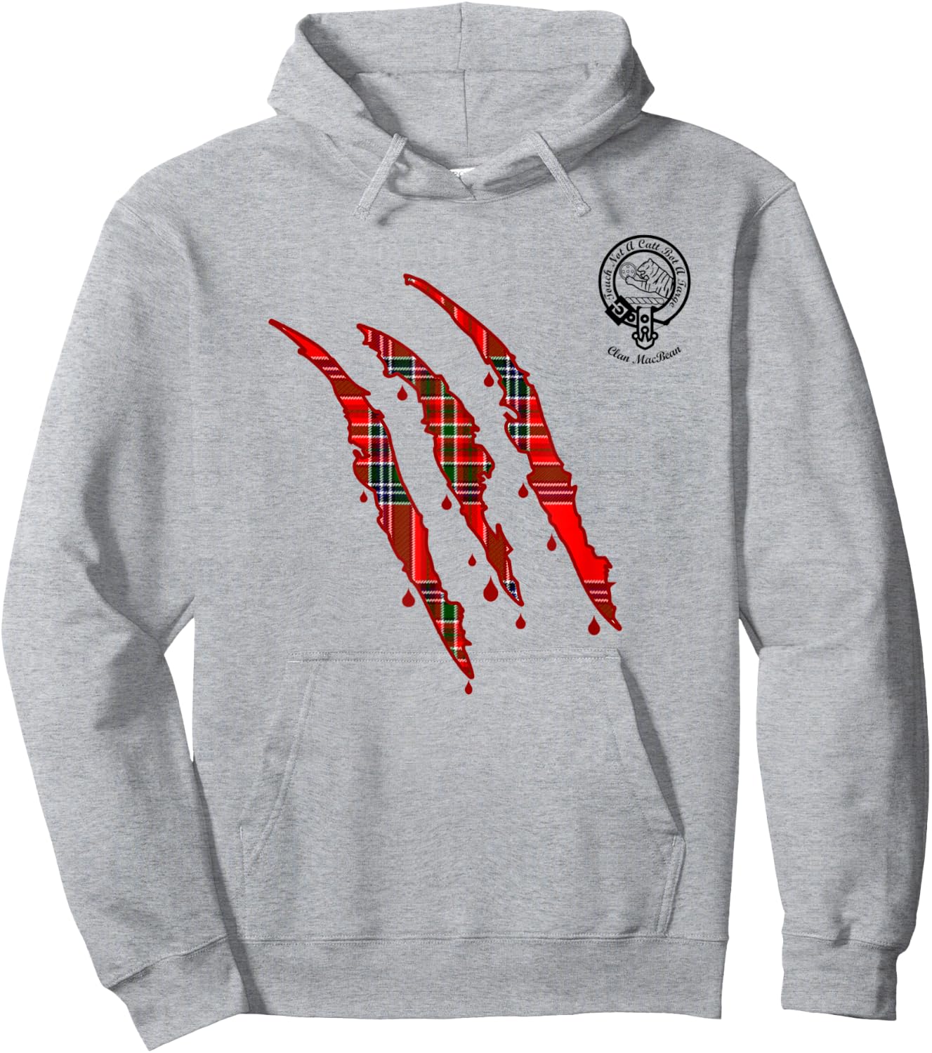Clan MacBean Claw Marks Surname Tartan Crest Hoodie - Hoodie | Ash