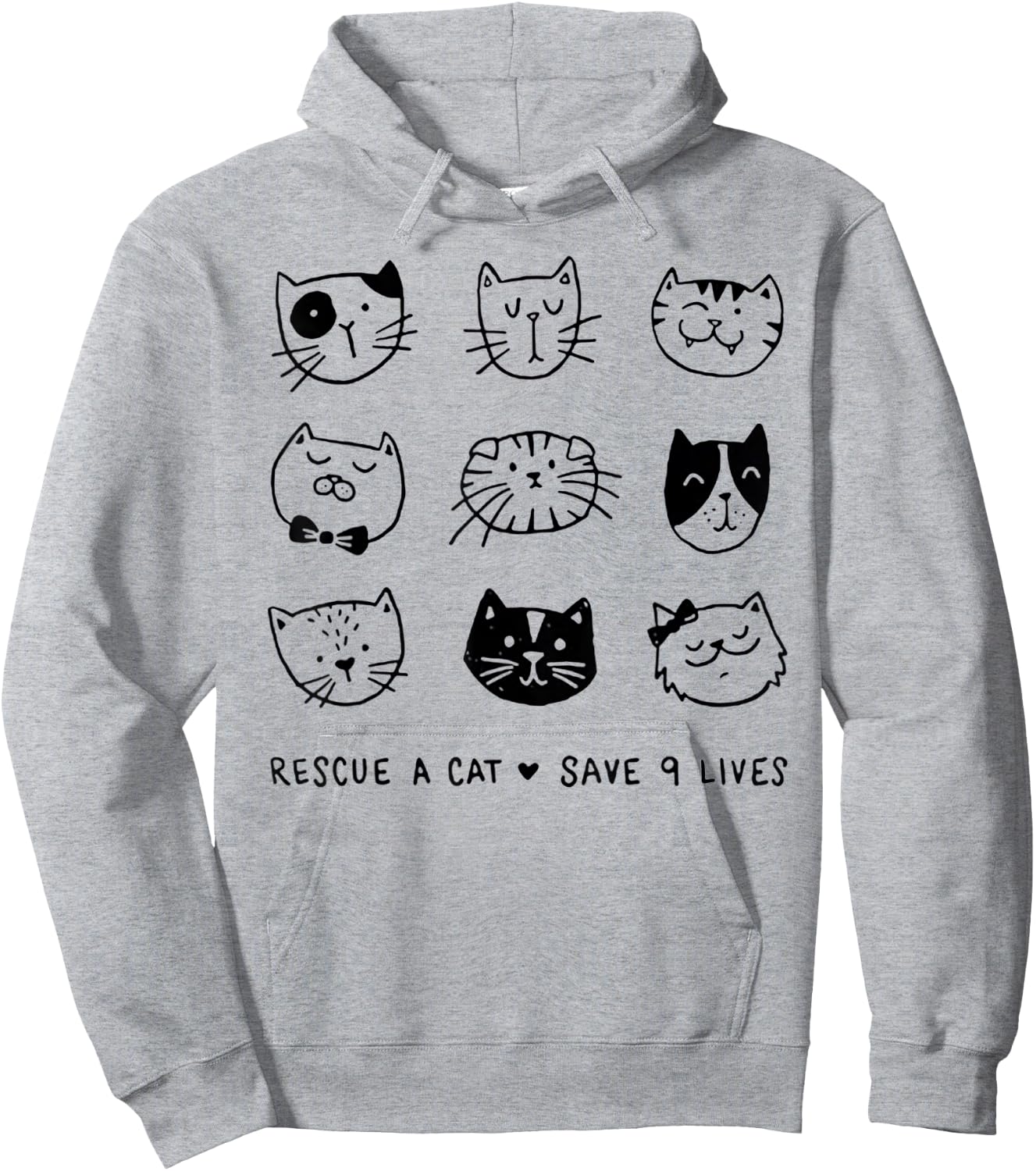 Rescue A Cat Save Nine Lives Funny Cat Lover Gift Women Hoodie - Hoodie | Ash