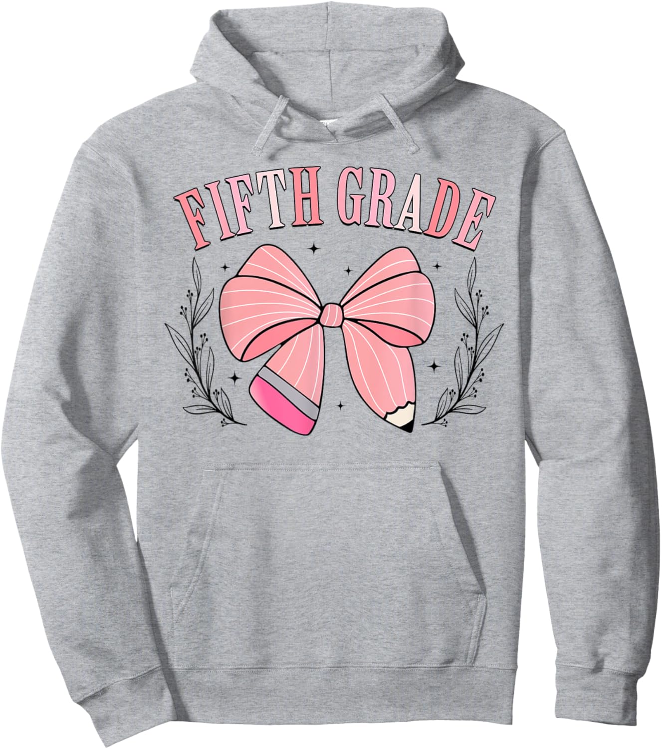 5th Grade Teacher Pencil Coquette Bow Back To School Teacher Women Girls Kids Hoodie - Hoodie | Ash